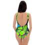 Green And Blue Butterfly Print One Piece Swimsuite