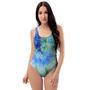 Green And Blue Tie Dye One Piece Swimsuite