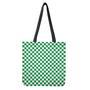 Green And White Checkered Pattern Print Tote Bag