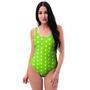 Green And White Polka Dot One Piece Swimsuite