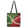 Green Bull And Red Bear Stock Print Tote Bag