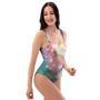 Green Cosmic Space Galaxy One Piece Swimsuite