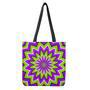 Green Flower Moving Optical Illusion Tote Bag