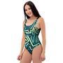 Green Geometric Abstract One Piece Swimsuite