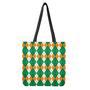 Green Orange And White Argyle Print Tote Bag