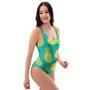 Green Pineapple Print One Piece Swimsuite