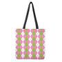 Green Pink And White Argyle Print Tote Bag