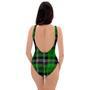 Green Plaid Tartan Print One Piece Swimsuite