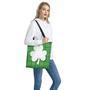 Green Shamrock Tartan Print Tote Bag