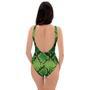 Green Snakeskin Print One Piece Swimsuite