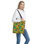 Green Watercolor Sunflower Pattern Print Tote Bag