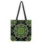 Green White Dot Mandala Print Tote Bag