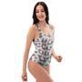 Grey And Pink Leopard One Piece Swimsuite