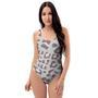 Grey And Pink Leopard One Piece Swimsuite