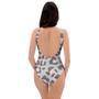 Grey And Pink Leopard One Piece Swimsuite