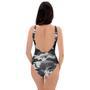 Grey Camouflage Print One Piece Swimsuite