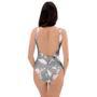 Grey Vintage Floral Print One Piece Swimsuite