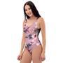 Hand Drawn Hibiscus Print One Piece Swimsuite