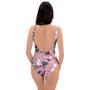 Hand Drawn Hibiscus Print One Piece Swimsuite