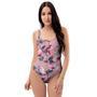 Hand Drawn Hibiscus Print One Piece Swimsuite