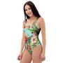 Hawaiian Bird Floral Print One Piece Swimsuite