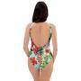 Hawaiian Bird Floral Print One Piece Swimsuite