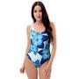 Hibiscus Blue Hawaiian Print One Piece Swimsuite