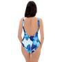 Hibiscus Blue Hawaiian Print One Piece Swimsuite