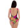 Hibiscus Flower Hawaiian Yellow Print One Piece Swimsuite