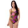 Hibiscus Watercolor Flower Hawaiian Print One Piece Swimsuite