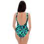 Leopard Teal Print One Piece Swimsuite