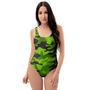 Lime Green Camo Print One Piece Swimsuite