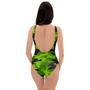 Lime Green Camo Print One Piece Swimsuite