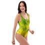 Lime Green Tie Dye One Piece Swimsuite