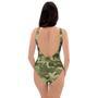 Military Green Camo Print One Piece Swimsuite