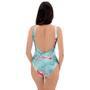 Mixed Red And Turquoise Marble One Piece Swimsuite