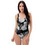 Monochrome Rose Floral One Piece Swimsuite