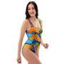 Multicolor Butterfly Print One Piece Swimsuite