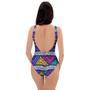 Multicolor Native Aztec Abstract Doodle One Piece Swimsuite