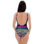 Multicolor Native Aztec Doodle Abstract One Piece Swimsuite