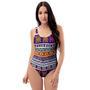 Multicolor Native Aztec Geometric Hipster One Piece Swimsuite