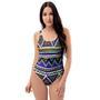 Neon Color Indian Aztec Doodle One Piece Swimsuite