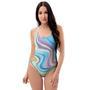 Neon Color Marble One Piece Swimsuite