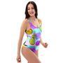 Neon Mix Fruit Pineapple Hawaiian Print One Piece Swimsuite