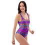 Neon Multicolor Ethic Aztec Doodle Print One Piece Swimsuite