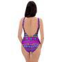 Neon Multicolor Ethic Aztec Doodle Print One Piece Swimsuite