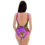 Neon Palm Leaf Edm Print One Piece Swimsuite