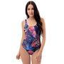 Neon Palm Leaf Hawaiian Print One Piece Swimsuite