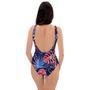 Neon Palm Leaf Hawaiian Print One Piece Swimsuite