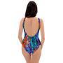 Neon Palm Leaf Tropical Print One Piece Swimsuite